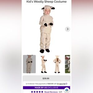 Kids Woolly Sheep Costume - Cream and Black